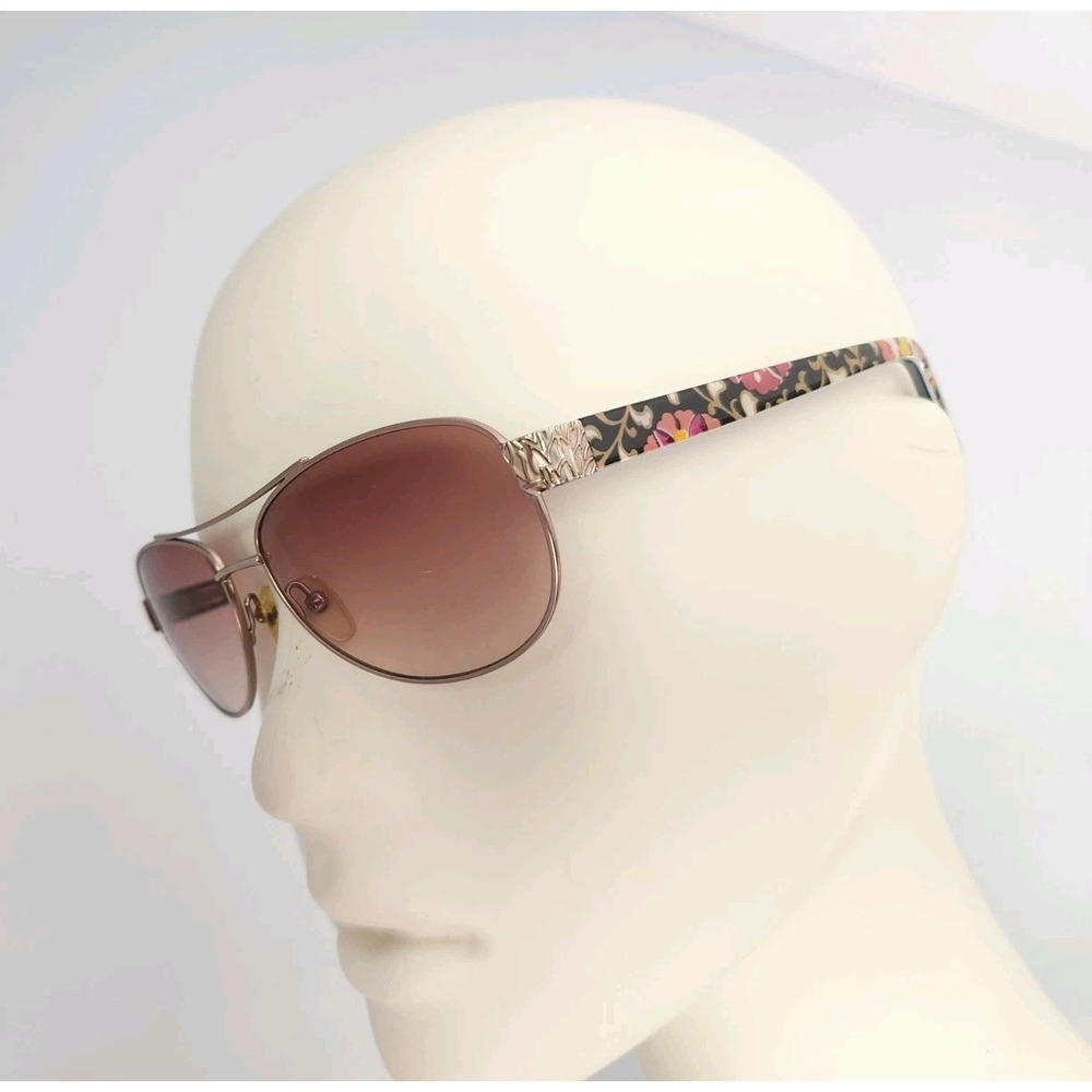 Vera‎ Bradley Aviator Sunglasses Marlene Floral Flowers Pink Rose Temples Case
